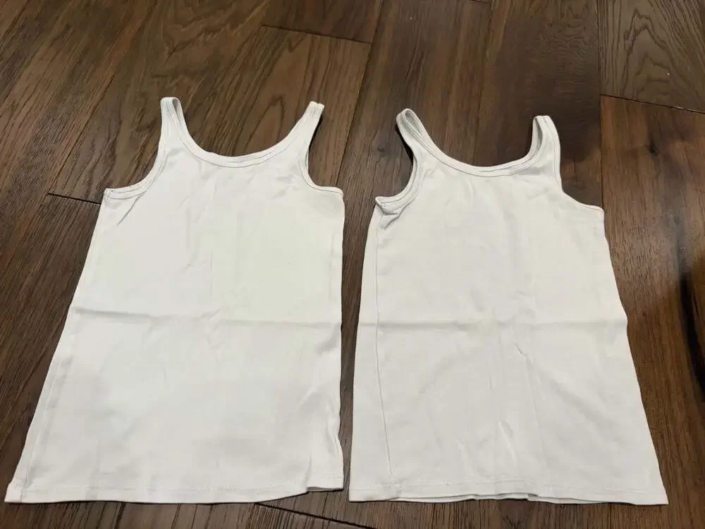Old Navy Girls White Fitted Ribbed Tank Tops Lot of 2 Size 6-7